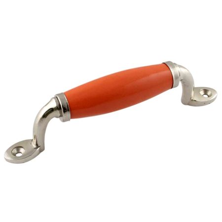 Orange Small Ceramic Silver Door Handles